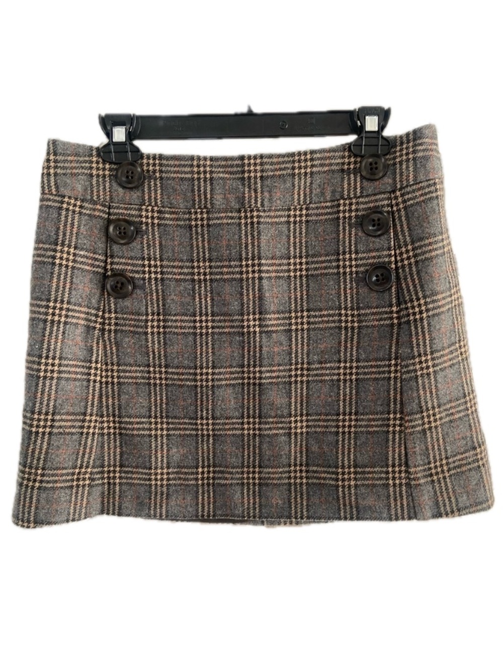 GAP Vintage Y2K Plaid Wool Blend Mini Skirt Grey 6 Fall Winter Preppy EUC